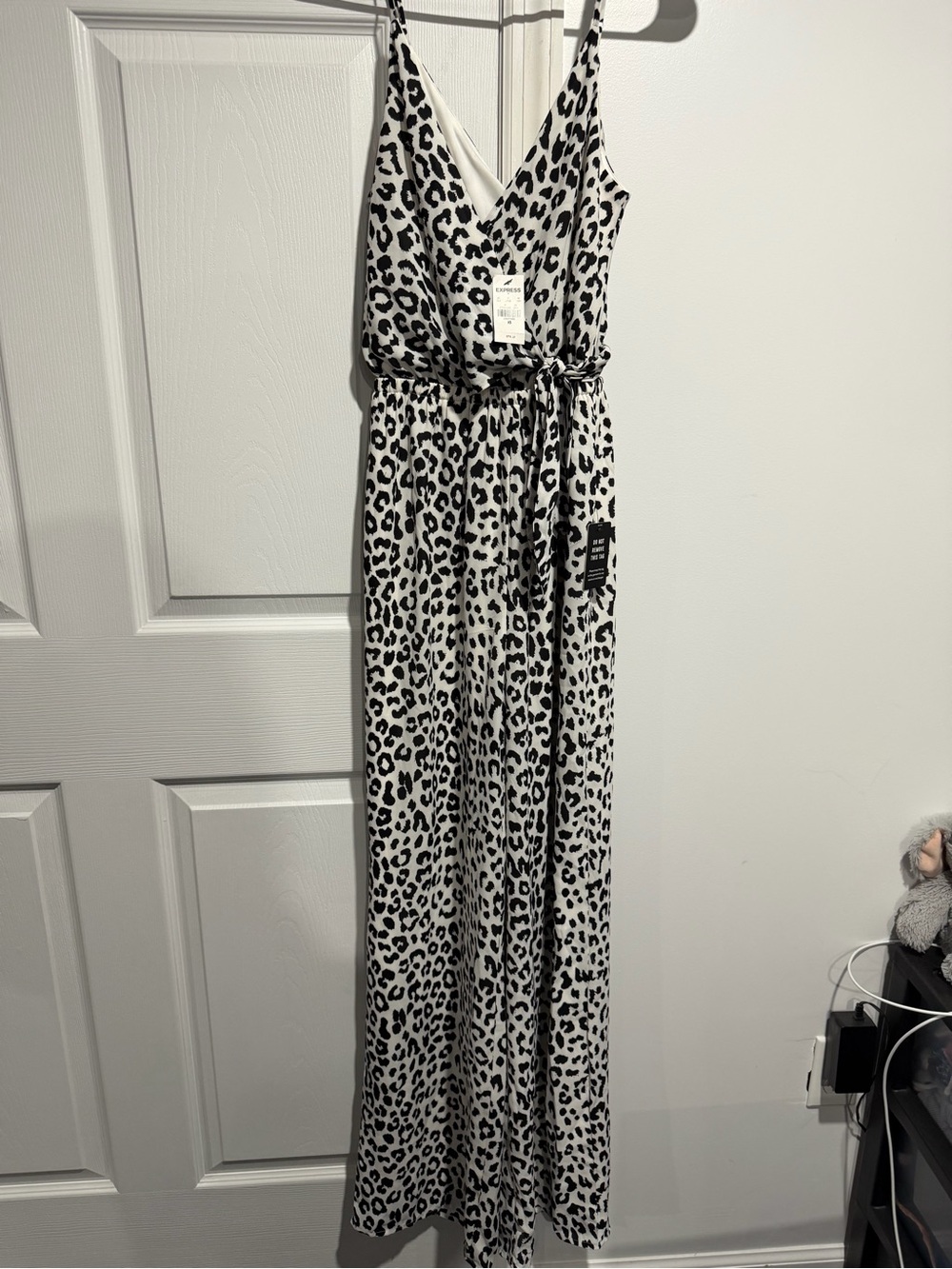 Express Black and White Leopard Print Dress